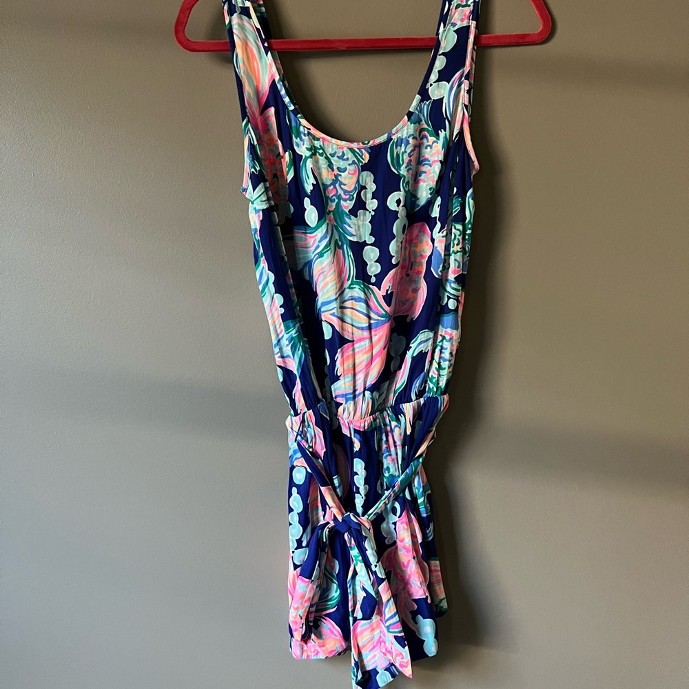 Lilly Pulitzer Blue and Pink Patterned Romper